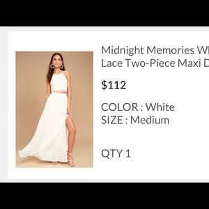 LuLu’s White 2 piece maxi set Medium